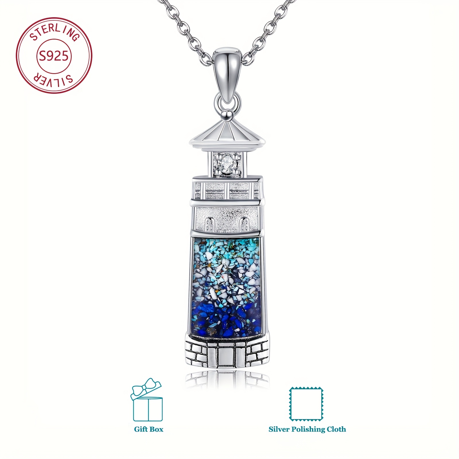S925 Sterling Silver Lighthouse Necklace for Women